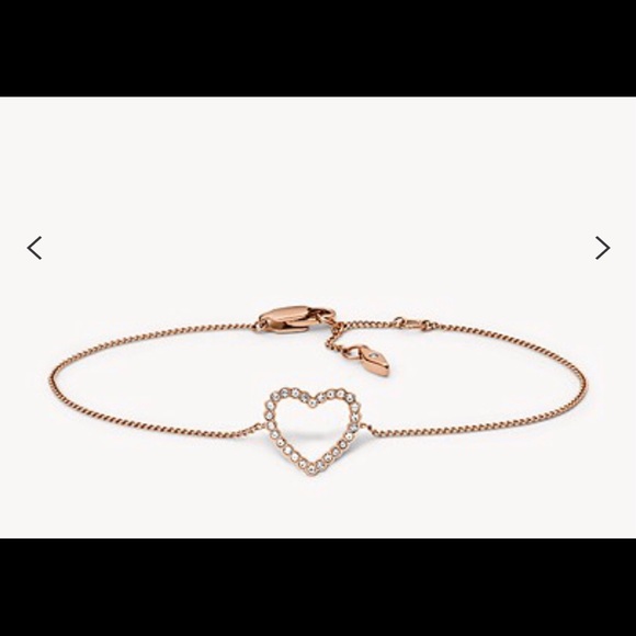 NWT Rose Gold Heart Fossil Bracelet - Picture 1 of 5
